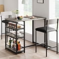 thumbnail image 1 of 3 Pcs Bar Table Set with 2 Upholstered Stools 36in Retro Grey Counter Height Dining Table with Storage Shelves Metal Frame for Small Apartment Spaces, 1 of 8