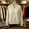 thumbnail image 5 of Edvintorg Women's Sweatshirt Crew Neck Long Sleeve Casual Loose Zip Up Tops with Pockets Womens Clothing Khaki M, 5 of 7