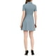 thumbnail image 3 of INSPIRE CHIC Vestido de Oficina para Mujeres, Ajustado y Acampanado, con Cuello Turndown y Abertura Clave M Azul Cielo, 3 of 6