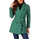 thumbnail image 1 of Abrigo de trench de longitud media con cinturón y doble botonadura para mujer Inspire Chic en verde, 1 of 8
