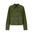 thumbnail image 6 of GUACER Womens Faux Suede Jackets Trendy Button Down Collared Shacket Casual Lightweight Cropped Jackets with Pockets, 6 of 6