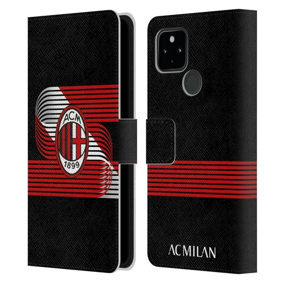 Head Case Designs Officially Licensed AC Milan Crest Patterns Diagonal Leather Book Wallet Case Cover Compatible With Google Google Pixel 4a 5G