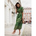 thumbnail image 2 of JUNWELL Robe d'Été pour Femmes Taille P-2TG Coton et Lin Manches Courtes Décontractée Ample Imprimée Col Montant Ceinture, 2 of 6