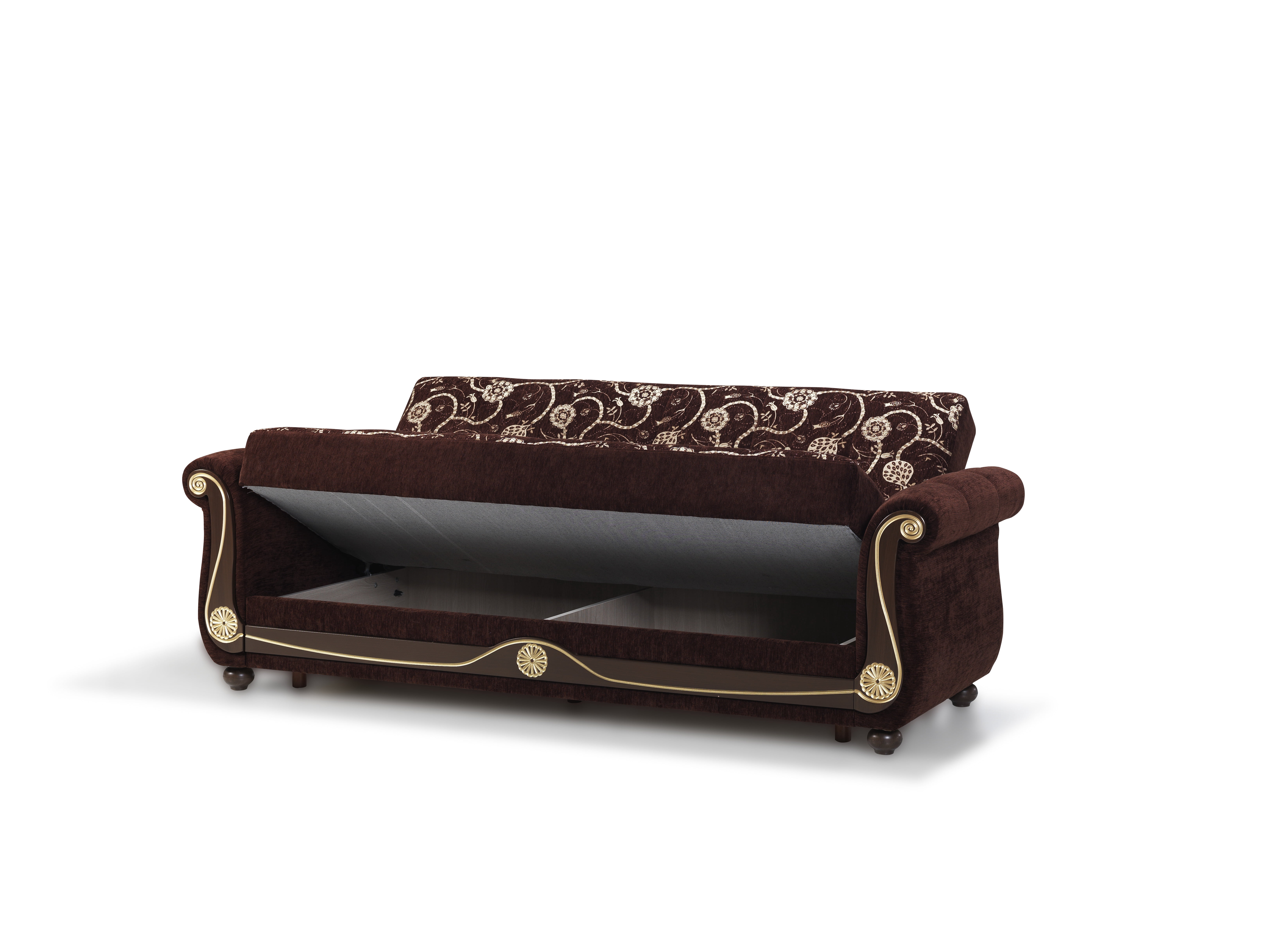 Ottomanson Convertible Sleeper Sofa Bed with Hidden Storage, Firm Comfort Couch, Brown
