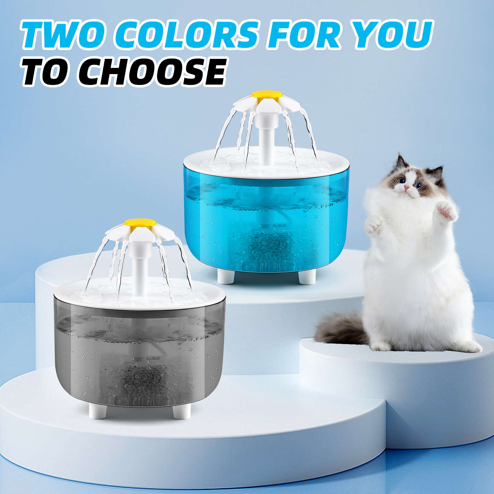 Nanafrog Cat Water Fountain, 1.5L, Blue photo 7