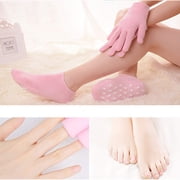Pinkiou Gel Gloves Gel Socks Hand Gloves Foot Care Socks Exfoliating Heel Care Moisturizing (Cherry Color, Gloves + Socks)