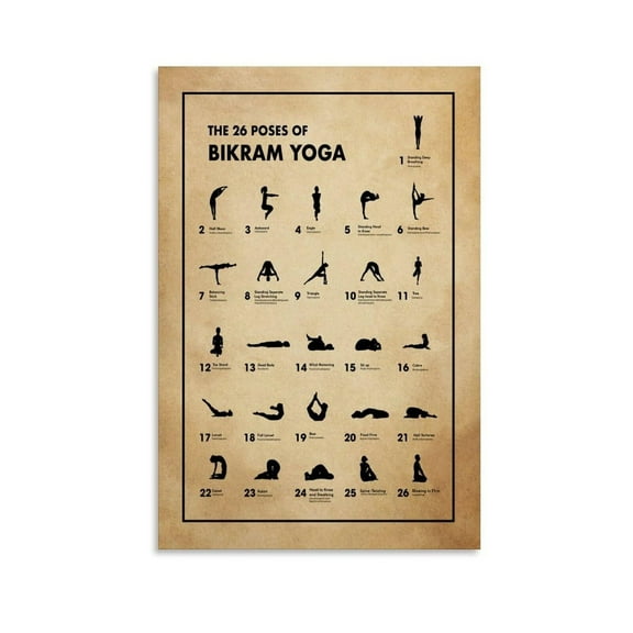 The 26 Poses Of Bikram Yoga Poster Yoga Lovers Art Poster Yoga Poster Canvas Poster Bedroom Decor Office Room Decor Gift