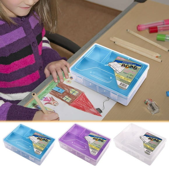 Dianli Vente de Liquidation Grande Capacité Double Couche Transparente Trousse, Boîte de Rangement Multifonctionnelle, Boîte de Papeterie pour les Offres Intérieures / Extérieures