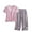 Pink, variant on Women's Pajama Set Built-in Bra Padded Shirt and Capri Pants Sleepwear Pjs Sets Short Sleeve Lounge Set