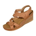 thumbnail image 2 of Gspmoly Sandals Womens, Women'S Casual Open-Toe Wedge Sandals with Adjustable Ankle Strap, Comfortable Cushioned Insole, and Versatile Solid Colors for Spring and Summer Fashion Sandles for Women, 2 of 4