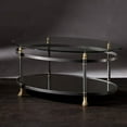 thumbnail image 4 of Allesandro 2 Piece Oval Glass Coffee Table and Round Glass End Table Set in Gold, 4 of 9