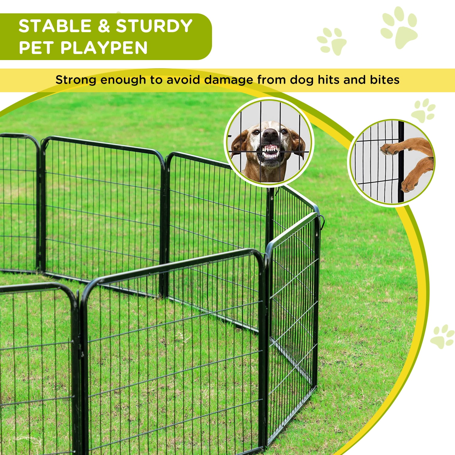 BestPet Dog Playpen Extender 24 Inch, 4 Panels Heavy Duty Metal Pet Exercise Playpen,Indoor Outdoor Fence Panels