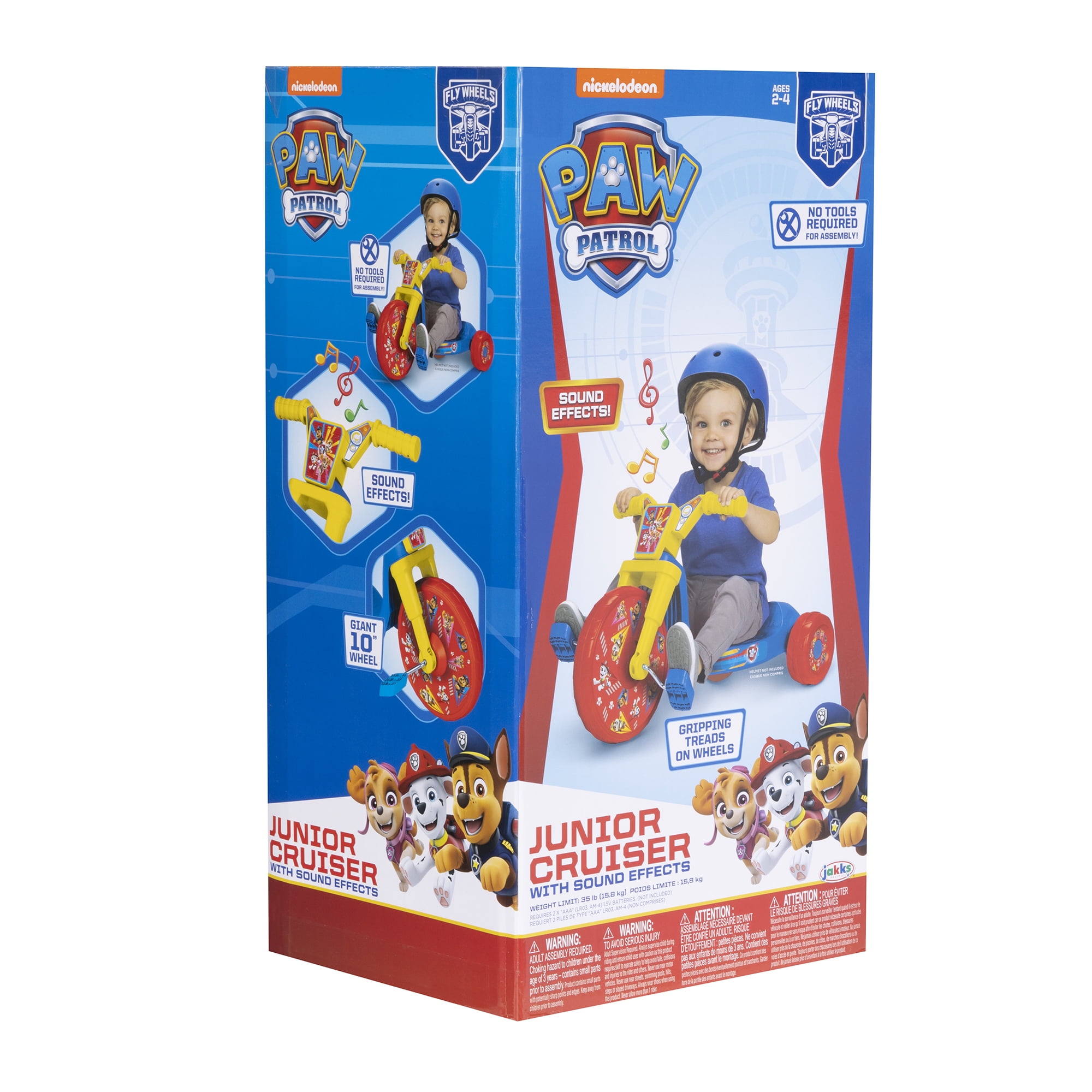 Fly Wheel Paw Patrol Junior Cruiser Tricycle with 10 inch Front Wheel Child 2 to 4 Years