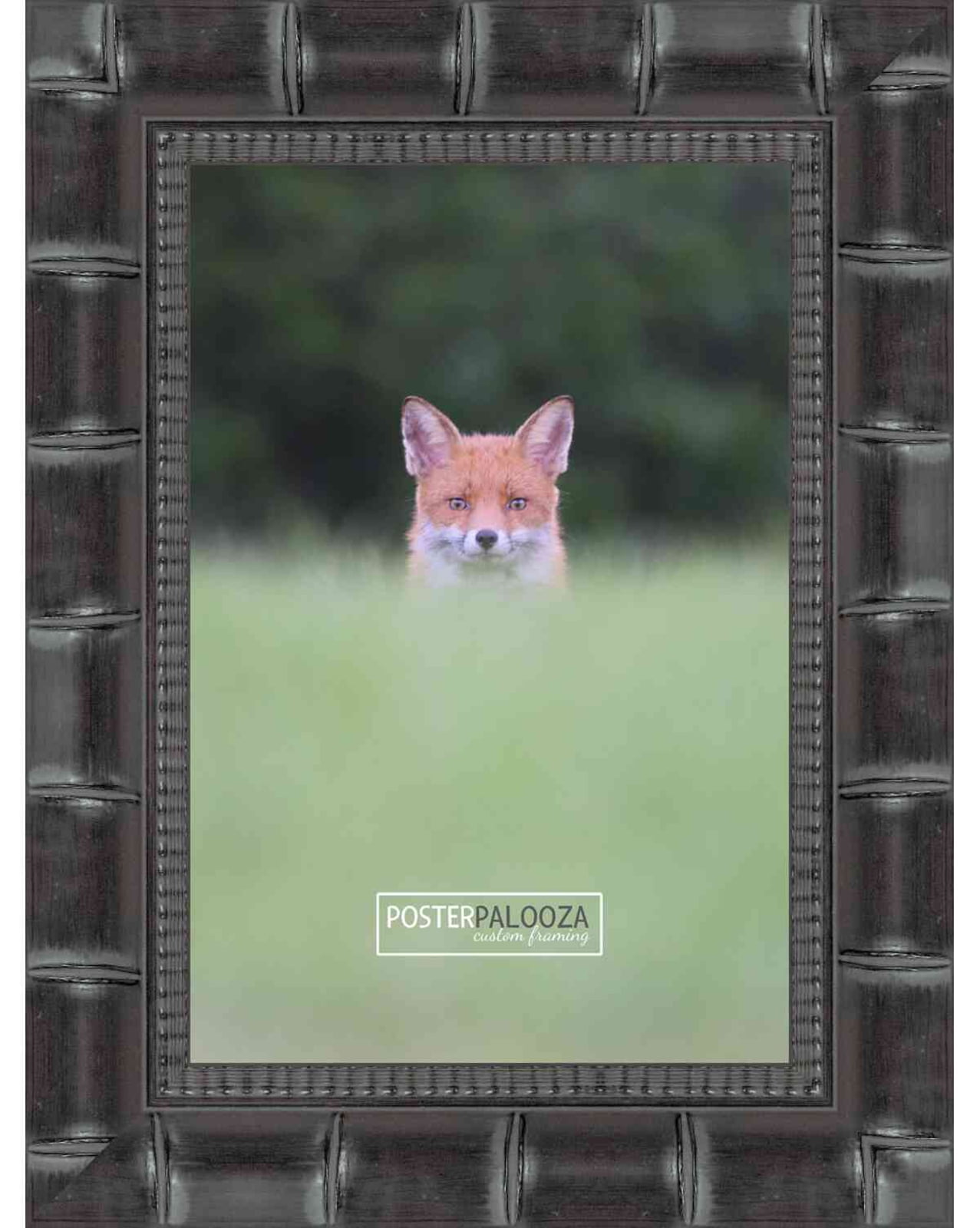 18x24 Black Wide Bamboo Picture Frame - UV Acrylic, Foam Board Backing, Hanging Hardware