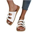 thumbnail image 4 of RUIYANQI Women's Flat Buckle Strap Slides,Open - Toe Summer Sandals with Retro Leather Design,Casual Footwear for Daily Wear White Women Sandal, 4 of 5