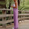 thumbnail image 6 of Jumpsuits for Women Dress Summer Boho Wide Leg Rompers Casual Loose Sleeveless Overalls with Pockets Purple S, 6 of 7