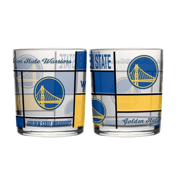 Logo Brands Golden State Warriors 12oz. Quilted Stained Two-Pack Rocks Glass Set