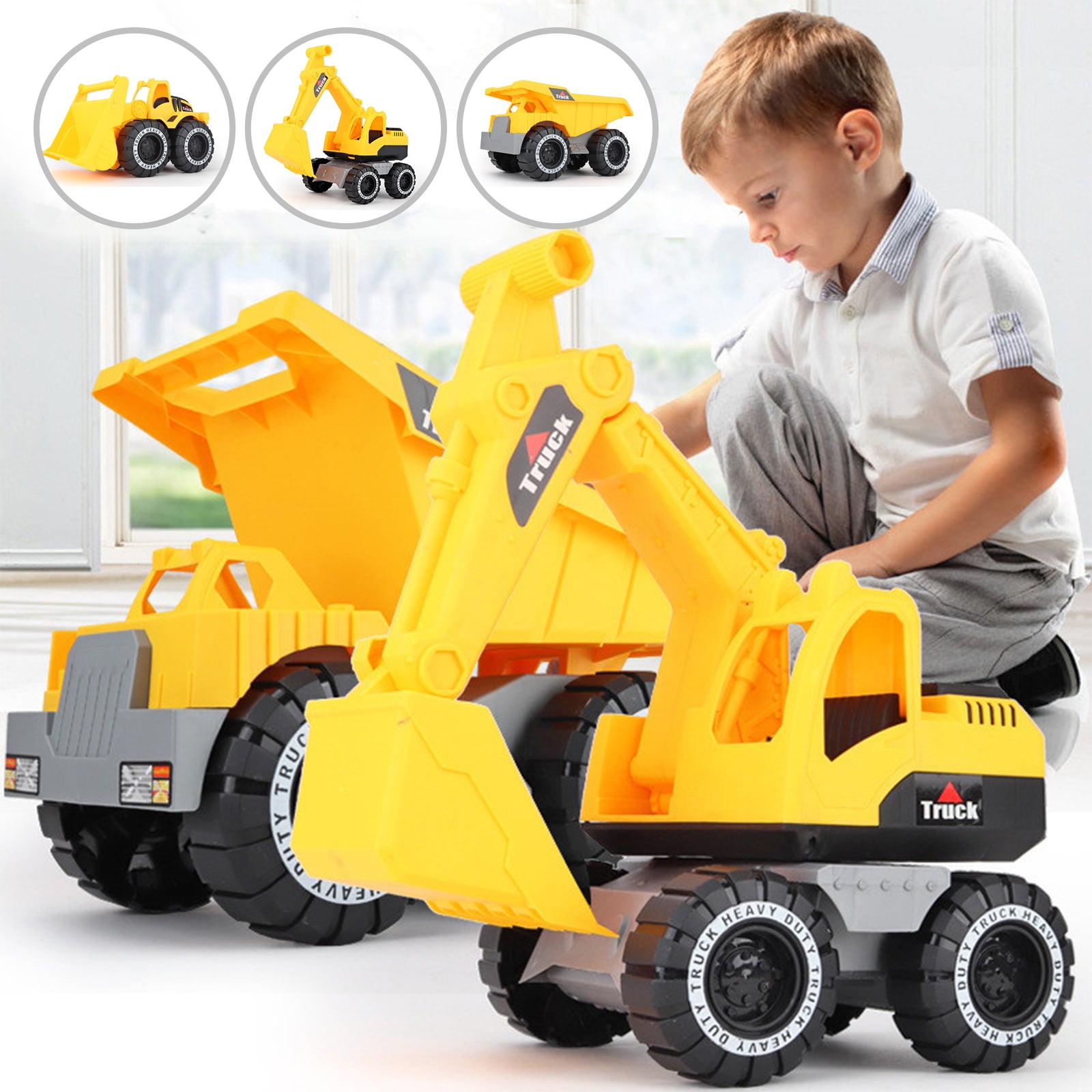 Kids Yellow Excavator Construction Vehicle Boy Toy Truck Caterpillar Digger Play 