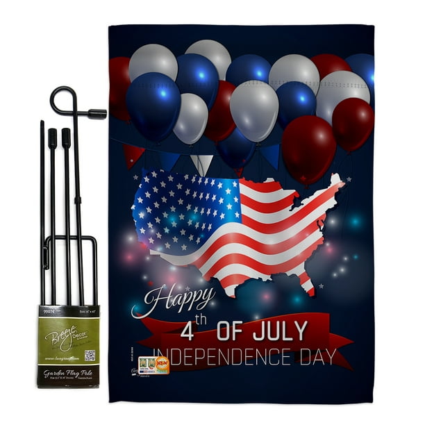 July 4th Independence Day Americana Fourth Of Impressions Decorative Vertical 13 X 18 5 Double Sided Garden Flag Set Metal Pole Hardware Walmart Com Walmart Com