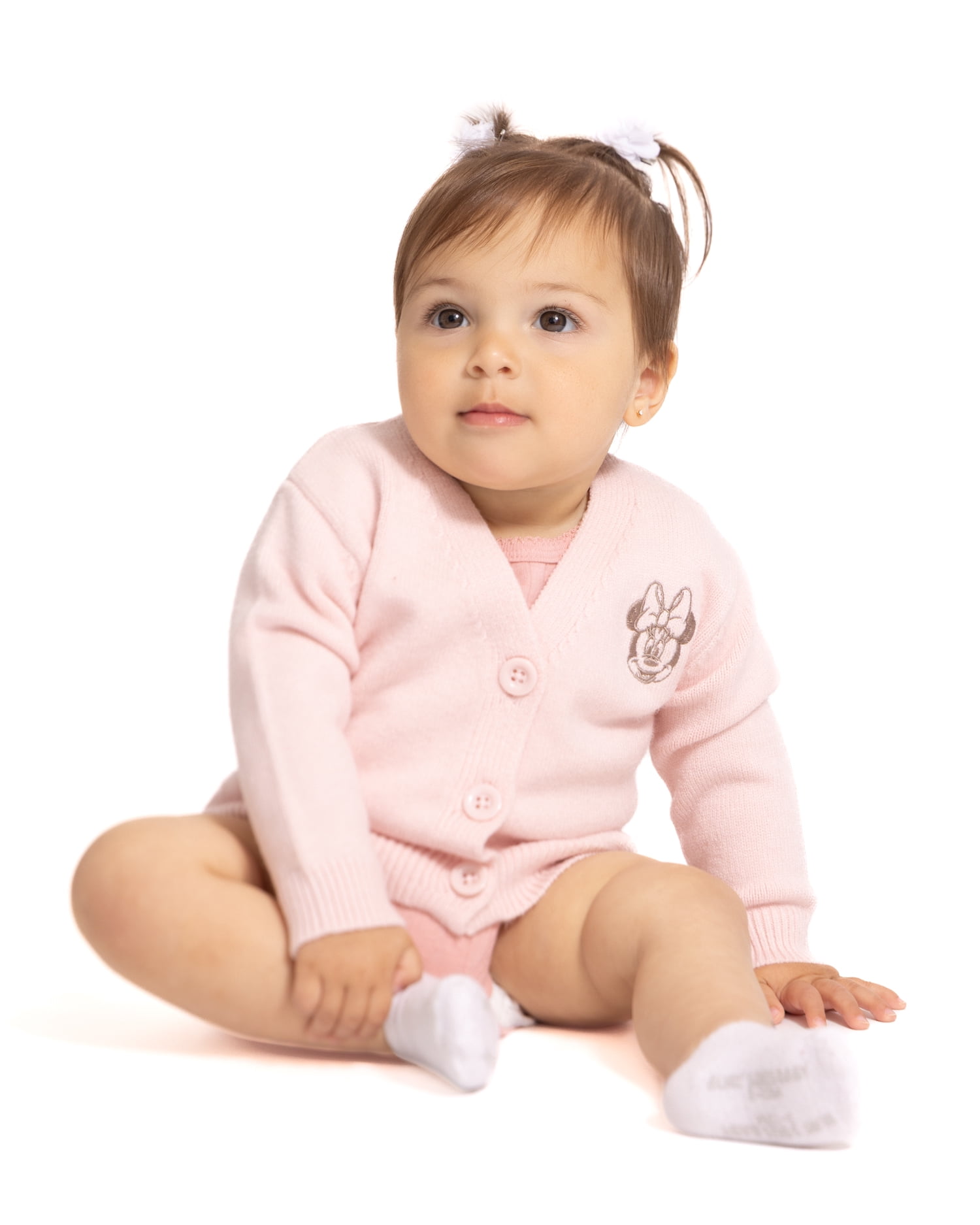 Disney Baby Girl’s Minnie Mouse Embroidered Cardigan with Long Sleeves, Sizes 0/3M-18M