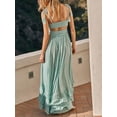 thumbnail image 4 of Liacowi Women Bohemian Long Dress Sleeveless V Neck Tie Waist Solid Color Ruffle Dress Summer Beach Dress, 4 of 5