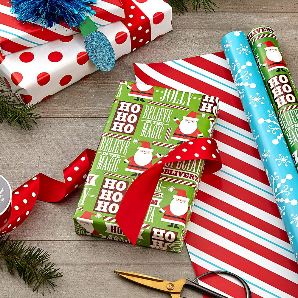 Hallmark Reversible Christmas Wrapping Paper for Kids Bulk (2 Jumbo