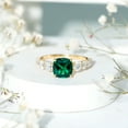 thumbnail image 4 of Rosec Jewels Lab Created Emerald Solitaire Ring with Moissanite Side Stones for Women - 8 mm, 10K Yellow Gold, US 10.50, 4 of 7