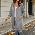 thumbnail image 3 of yillto Womens Long Jacket Hoodie Sweatshirts Full Zip up Comfy Warm Fashion Fall Casual Coats with Pockets, 3 of 7