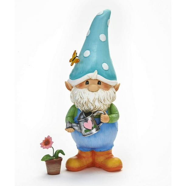 Gnorm, el gnomo, está listo para ayudarte en tu huerto o jardín de flores.