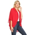 thumbnail image 2 of Women's Solid Casual Chiffon loose Kimono Sleeve Open Front Cardigan Capes, 2 of 4