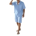 thumbnail image 3 of Men'S 2 Pieces Shirt Set Short Sleeve Button Down Casual Hippie Holiday Beach T-Shirts Shorts Outfits M, 3 of 8