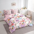thumbnail image 2 of Manfei Halloween Pumpkin 7pcs Queen Bedding,Lovely Ghosts Floral Bedding Comforter Set Queen,Beige,Pink Reversible, 2 of 7