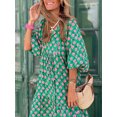 thumbnail image 5 of Kishawna Womens Boho Floral Puff Sleeve Tiered Maxi Dress Long Dresses, 5 of 6
