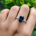 thumbnail image 2 of 3 CT Oval Cut Blue Sapphire Engagement Ring in 925 Sterling Silver - September Birthstone - Anniversary Ring, 2 of 5