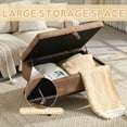 thumbnail image 3 of HUJHKIO 3 in 1 Lift Top Coffee Table with Storage, Wooden Stool for Living Room, Microsuede Fabric, Coffee, 3 of 9