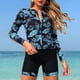thumbnail image 1 of Traje de baño de 2 piezas para mujer, trajes de baño para mujer, traje de baño bikini de tirantes sin espalda de color liso para mujer, conjunto de bikini tanjini con bloques de color y hombros descub, 1 of 7