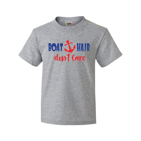 Inktastic Boat Hair Don't Care, Anchor, Sailing - Red Blue Youth T-Shirt