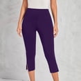 thumbnail image 5 of Capris Pants for Women Plus Size Womens Leggings Capris for Summer, High Waist Cropped Yoga Comfy Stretchy Leggings Workout Compression Pants Purple L, 5 of 9