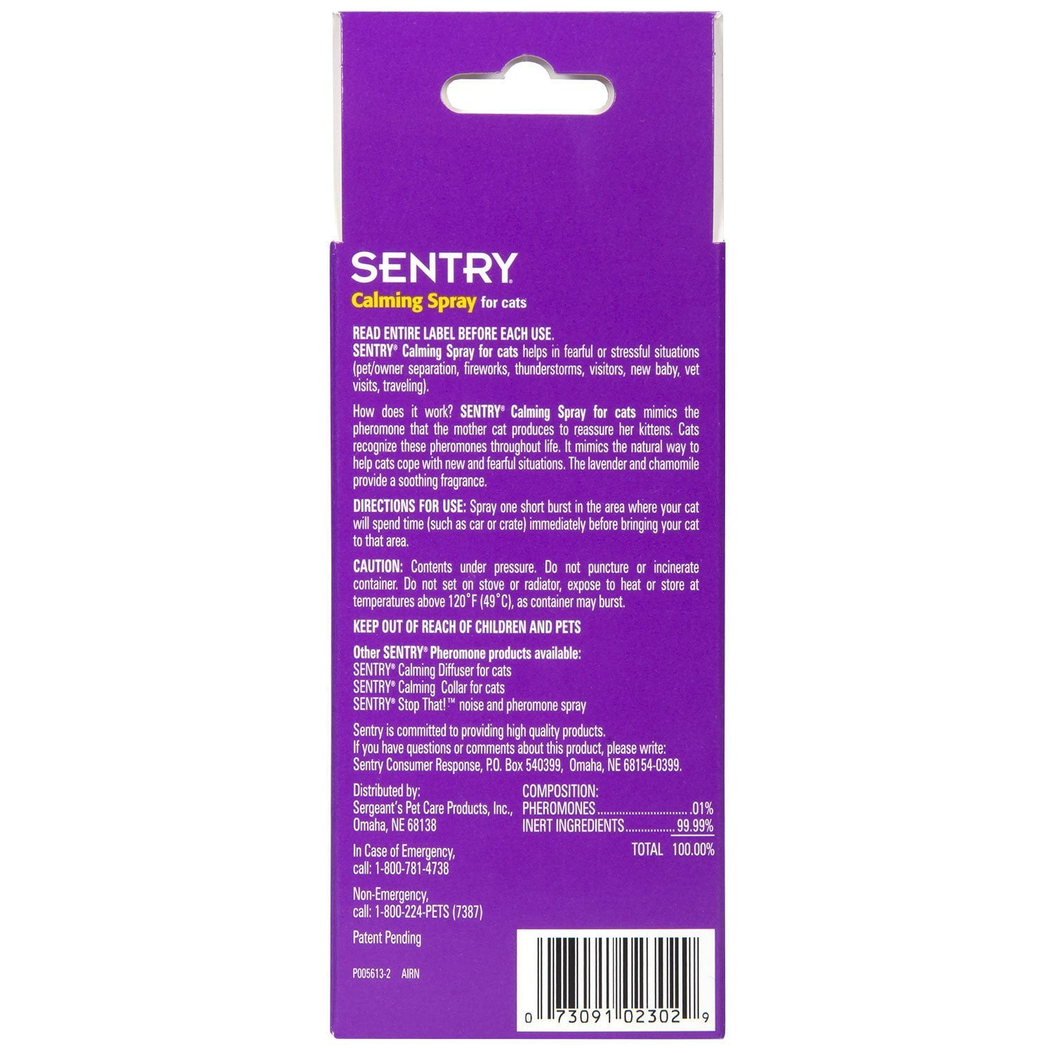 sentry calming spray