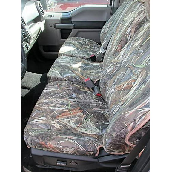 FD81-DRTC 2015-2021 Ford F150-F550 XLT/Lariat FRONT AND REAR SEAT COVER SET. Front 40/20/40 Split Bench Adjustable HR, For Seat With the Thin Headrest and Rear 60/40 Split Bench in Camo Endura