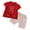 A Red, variant on Boys Chinese Traditional Summer Outfits Short Sleeve Mandarin Collared Shirts Tops and Elastic Waist Shorts Tang Suits Blue
