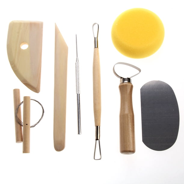 Kit Escultura Arcilla Cerámica 8 Uds. Moldes Arcilla Hechos A Mano Herramientas Esponja para Adultos