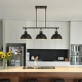 thumbnail image 6 of Kira Home Belle 34" Linear Island Chandelier, Farmhouse Trestle Pendant Light, Metal Dome Shades, Oil Rubbed Bronze, 6 of 8