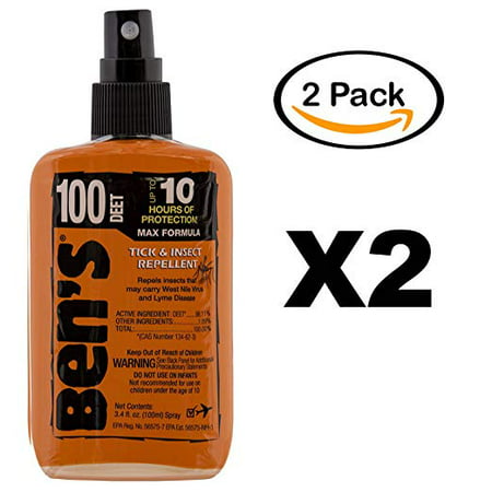 Ben's 100% Deet Tick Mosquito Insect & Bug Repellent 3.4 Ounce Oz Spray (2