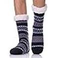 thumbnail image 3 of LANLEO Men 's Fuzzy Ripple Slipper Socks Super Soft Warm Fleece Lining Knit Non Slip Winter Socks Dark Blue, 3 of 4