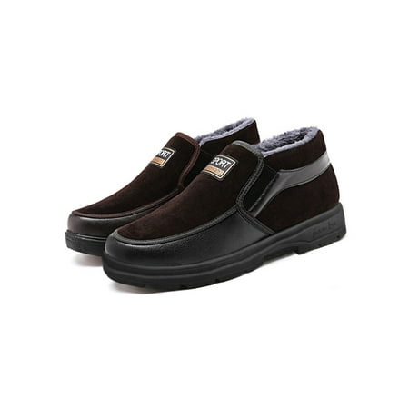 

Ymiytan Men Flats Plush Lined Warm Casual Shoes Comfort Winter Shoe Work Ankle Booties Breathable Slip On Loafers Brown 7.5