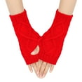thumbnail image 2 of Linfrsh Arm Sleeves With Thumb Holes Clothirily Arm Warmers, Women's Winter Long Fingerless Gloves Knit Mitten Gloves Arm Sleeves for Women with Thumb Hole Red,One Size, 2 of 5