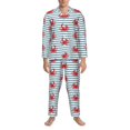 thumbnail image 3 of Fotbe Cute Red Crabs With Nautical Pijama de Hombre con Estampado de Manga Larga, Conjunto de 2 Piezas, Ropa de Dormir Suave y Cómoda con Bolsillos-XX-Large, 3 of 7