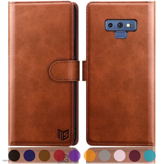 SUANPOT For Samsung Galaxy Note 9 Wallet Case with RFID Blocking Credit Card Holder,Light Brown