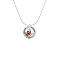 thumbnail image 2 of Delight Jewelry Silvertone Red Christmas Sleigh Laugh Ring Charm Necklace, 18", 2 of 4